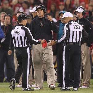 head coach Jim Harbaugh of the San Francisco 49ers