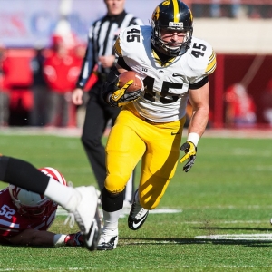 Fullback Mark Weisman (45) of the Iowa Hawkeyes