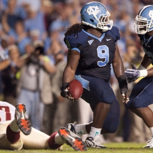 University of North Carolina defensive tackle Marvin Austin (9)