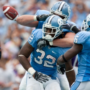 University of North Carolina running back Ryan Houston (32).