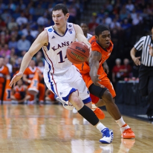 Guard Tyrel Reed (14) of the Kansas Jayhawks