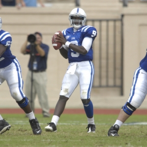 Duke quarterback No. 9 Thaddeus Lewis.