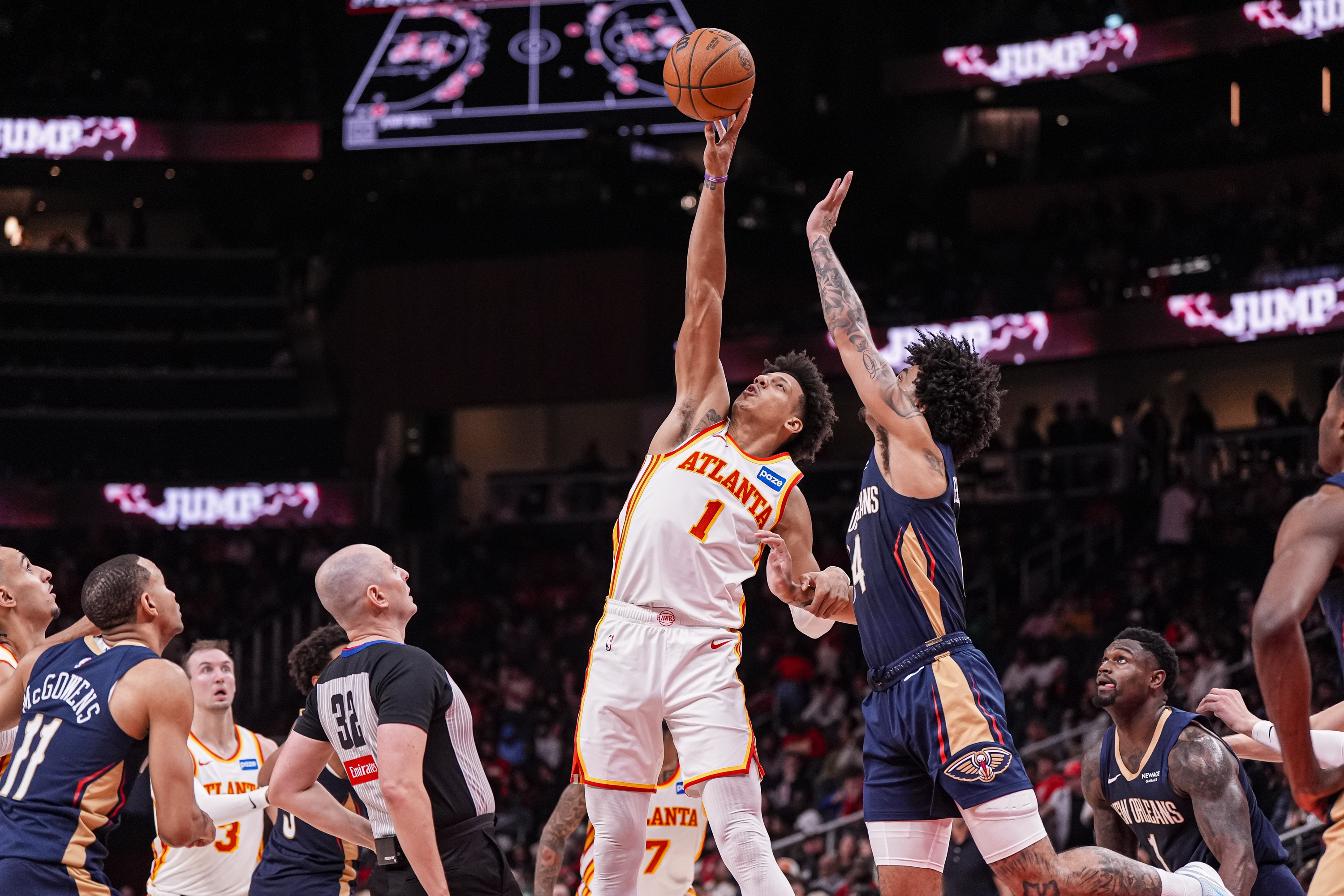 NBA betting Atlanta Hawks season long handicapping vs Denver Nuggets Jalen Johnson