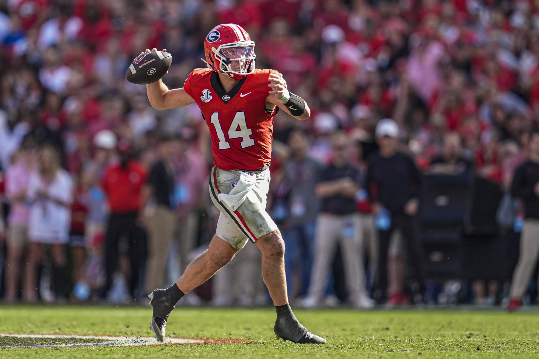 NCAA football predictions Week 14 opening line report and picks Gunner Stockton Georgia