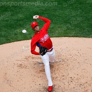 Cole Hamels struggled in his first start of 2009, allowing seven runs in just over three innings.