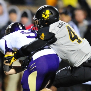 Denzel Ward (43) of the Appalachian State Mountaineers