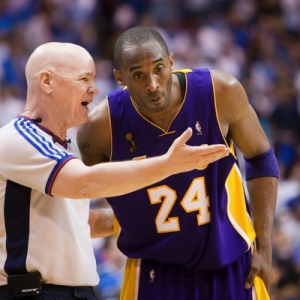 Joe Crawford, NBA referee with Kobe Bryant.