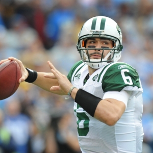 NY Jets quaterback No. 6 Mark Sanchez.