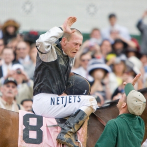 Mine That Bird shocked the world at the Kentucky Derby by winning as a 50-to-1 lonshot. The horse was ridden by Cavin Borel.