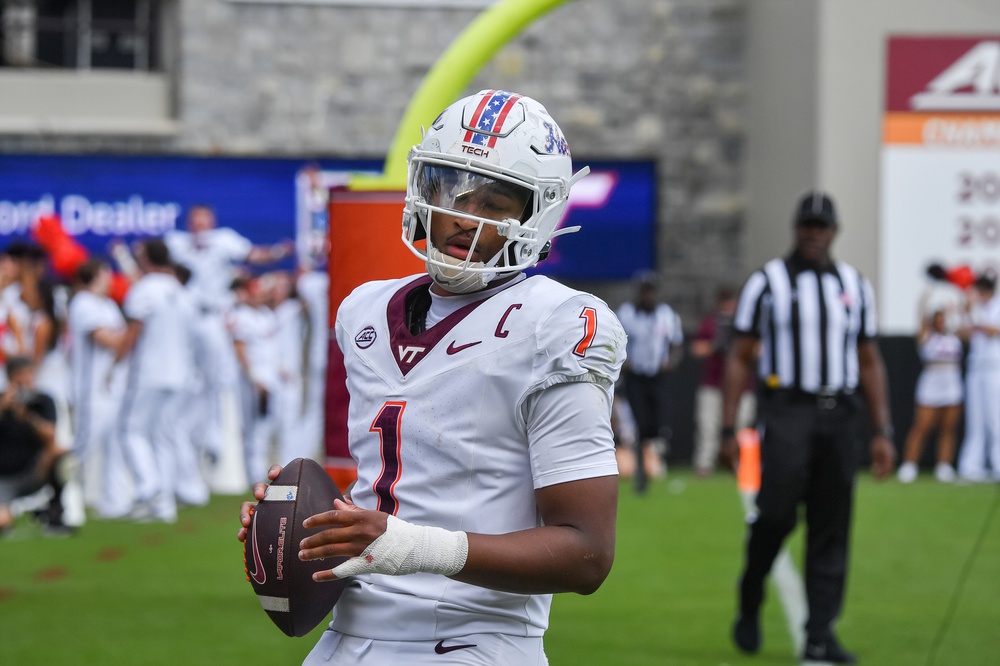 college football picks Kyron Drones Virginia Tech Hokies predictions best bet odds