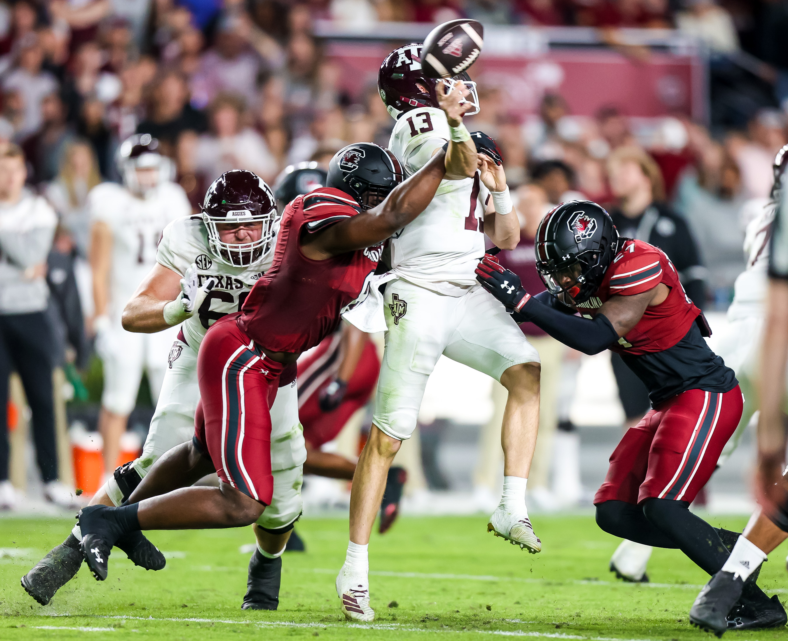 NCAA football predictions Week 9 opening line report handicapping Haynes King Texas A&M Aggies