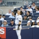 Hideki Matsui on deck during a weekend slugfest against the Indians in the first-ever homestand at the new Yankee Stadium.